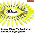 Yellow Highlighters  30 Pack Highlighters Bright Colors  Chisel Tip