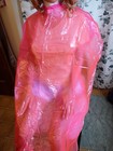 Pink Translucent Thick Jelly Vinyl Shampoo Cape