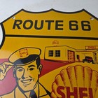 Vintage Shell Gas Sign - Gasoline Attendant Route 66 Pump Porcelain Sign