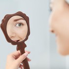 Wood Hand Mirror Retro Handheld Mirror With Handle Portable Wooden Makeup Mir   