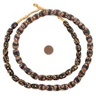 Black Oval Fancy Venetian Trade Beads  506 12mm Ghana African Glass Large Hole