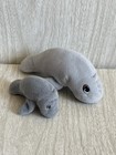 Vtg 1998 Lot 2 Pound Puppies Ocean Gray Manatee Mama Baby Plush Family