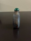 Antique Chinese Moss Agate Snuff Bottle With Malachite Lid
