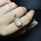 2 00ct Lab Created Oval Fire Opal Halo Pendant 14k Yellow Gold Plated Free Chain