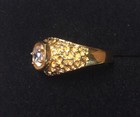 Vintage Gold Plated Textured Cz Mens Statement Ring Size 10 Nos
