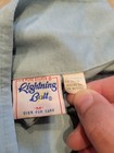 Vtg 70s Lightning Bolt Polo Shirt Surfer Waves Wood Button Blue Surf Sz Xs 