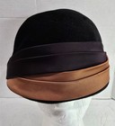 Vtg Black Deluxe Velour Brown Trim Gibbe Hat Womens Fashion From Imported Fur
