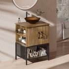 24  Wood Bathroom Vanity W glass Sink Freestanding Cabinet Open Shelf Multicolor