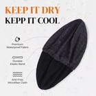 Shower Cap For Men Black Bath Cap  Reversible Large Waterproof Black Plaid 