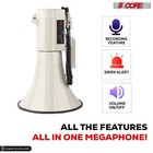 5 Core Megaphone 100w Bull Horn Professional Loud Pa Speaker W 2000 Yards Range