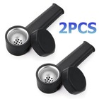 2 Pack Silicone Smoking Pipe 4  With Lid And Stainless Steel Screen Black Us