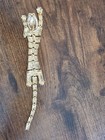 Vintage Gold Tone Tiger Brooch Pin 8 In Rhinestone Crystal White Round Stones