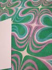 Awesome Rare Vintage Mid Century Retro 70s Grn Violet Swirl Squares Fabric  Look