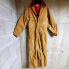 Carhartt Men s Quilt Red Lined Duck Coveralls Brown Size 42 Short Light Wear Usa