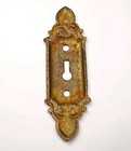 Antique Cast Iron Key Hole Cover Escutcheon 4  Vintage Door Hardware Estate Find