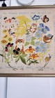 Vintage Erica Wilson Finished Needlepoint Framed Canvas Art Cottage Core 70s