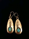 Vintage Native American Navajo Silver   Turquoise Earrings Dangle Style-signed