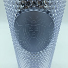 Starbucks Platinum Iridescent Studded Cold Cup Tumbler 2019 Holiday Straw Silver