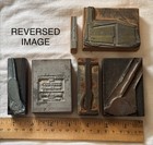 Vintage Assorted  6  Printing Blocks Lot Metal Wood Letterpress - Random 2 