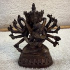 Antique Tibetan Buddhist Sculpture Multi Armed Deity Bronze Statue 2 Sided 5 In