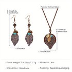 Women s Retro Bohemian Leaf Shaped Pendant Earrings Necklace Set Alloy
