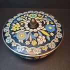 Vintage Daher Round Floral Tin With Lid Container Made In England Trinket Candy