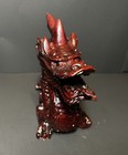 Vintage Chinese Carved Feng Shui Dragon Deep Red Resin Good Luck Statue
