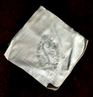 1950s Wedding Trousseau Hand Embroidered Monogram  l  White Sheer Linen Hanky