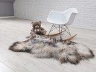 Giant Real Icelandic Sheepskin Rug  Cream   Silver Gray  Long Wool With Dark Tip