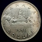 1951 Canada  1 Silver Dollar George Vi Voyageur Full Water Lines Choice Bu Km 46