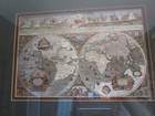 Vintage Mettalic Foil Blaeu Wall Map New World Framed Matte 17x21 Pope Innocent