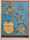 1930 Summer Fun In Hawaii Tourist Bureau Map Color Fortune Magazine Tearsheet