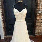 Boho Wedding Dresses With Bow Spaghetti Strap Backless Lace Applique Bridal Gown