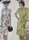 Rare Vtg Mccall 1945 Dress Front Drape  Sewing Pattern Sz 14