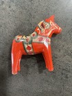 Vintage Swedish Dala Horse Ornament-orange red