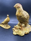 Lot Of 2 Birds Holland Mold Clay Ceramic Figurine Pheasant Pair Yellow Cottage