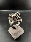 Rare Vintage Solid Silver Lion 2 Frog Head  Ring