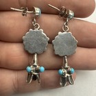Vintage Old Pawn Sterling Silver Turquoise Southwestern Dangle Earrings 8 7g