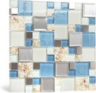 Blue Sea Glass Tile Backsplash Beach Style Mosaic Tiles Real Seashell Inside    