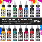 Kvm Tattoo Ink Set 14 Colors 1oz 30ml Bottles Professional Tattoo Supply
