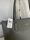 Nwt Coach Gallery City Tote Bag Sv dark Sage Leather