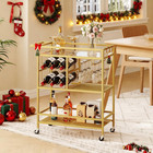 Bar Cart For Home  3-tier Serving Cart With Wheels And Handle  Beverage Cart Wit