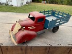 Vintage 1930s Marx Wyandotte Farm Truck Red blue Pressed Steel Toy