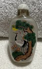 Chinese Snuff Bottles Crane Butterflies Flowers Hand Painted Vintage 3 