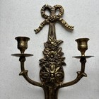 Vtg Brass Double Arm Candle Holder  Wall Sconce Ornate Floral 16 5    set Of 2