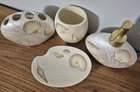 Avanti Beach Comber Bathroom Accessory Set 4 Pc Seashell Coastal Hand Painted