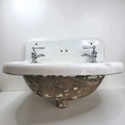 Antique Jones Cast Iron White Porcelain High Back Round Sink 19  X 16 25 