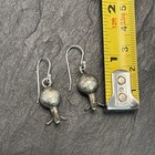 Navajo Handmade Squash Blossom Dangle Hook Earrings Sterling Silver Statement M7