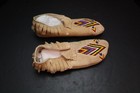 Vintage Cree Leather Beaded Geometric Moccasins Native American 10  Long