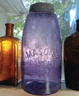 Mason s Patent 1858 Amethyst 1 2 Gallon 1890s Fruit Jar With Zinc Lid